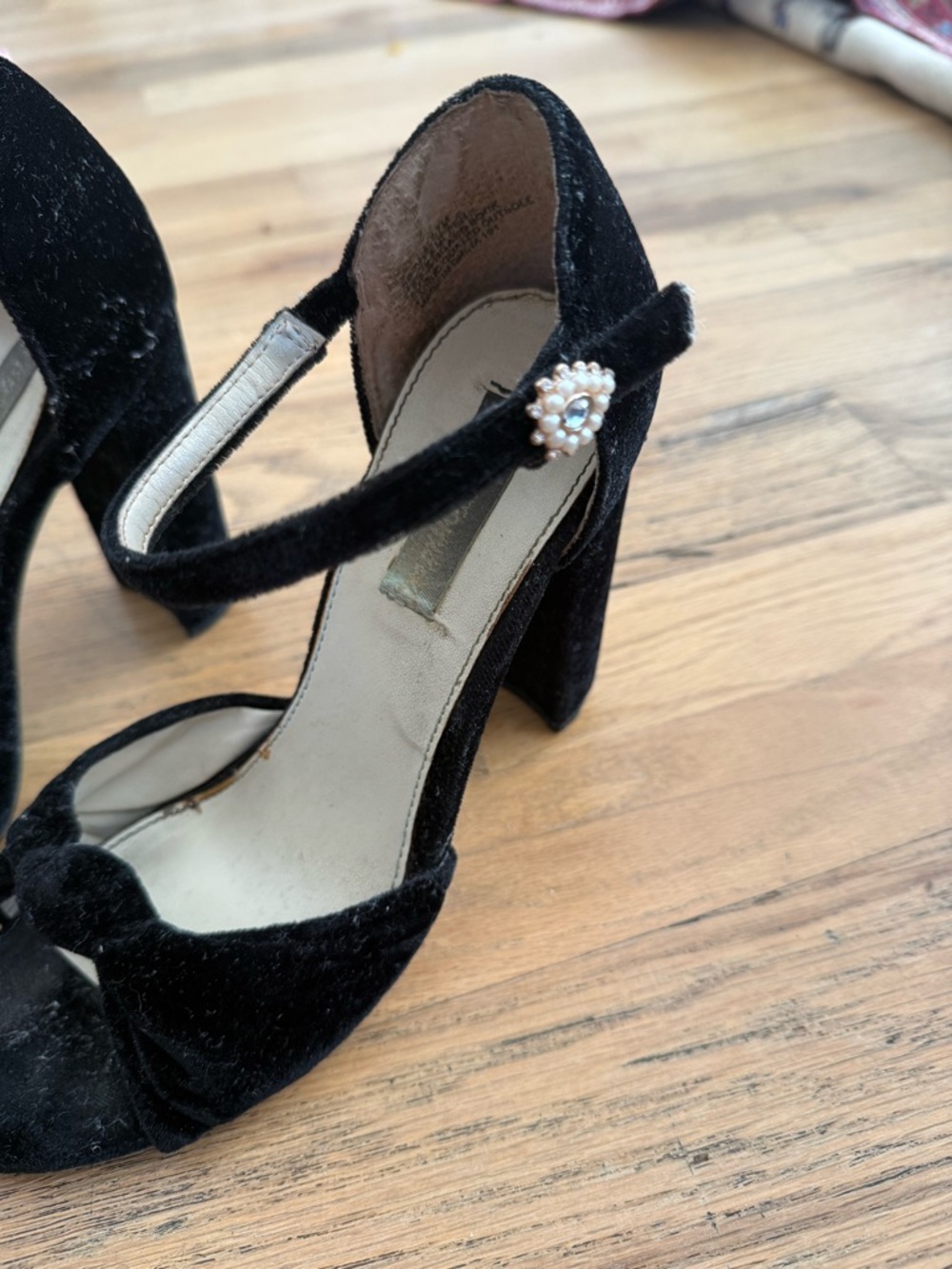 Vintage Betsey Johnson Velvet Pumps with Pearl Accent